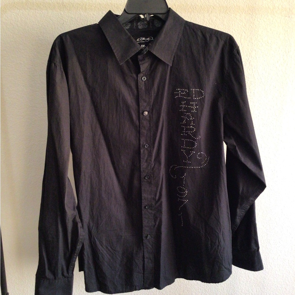 M031 Ed Hardy Black Button Down Shirt